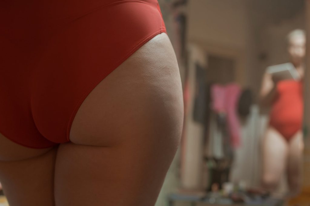 close up shot of a woman s butt